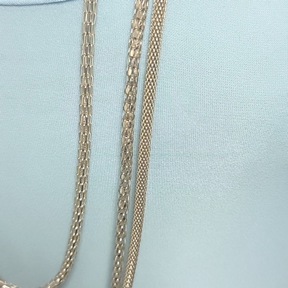 Multi Strand Shiny Silvertone Necklace - Picture 2 of 4